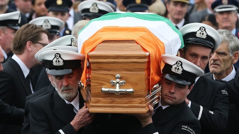 Members of the Irish Coast Guard formed a guard of honour at Liscannor church