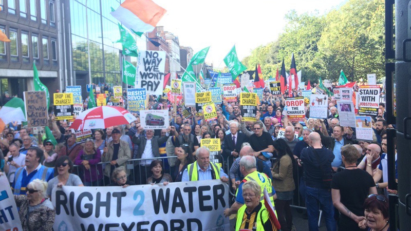 Right2Water said 80,000 took part in the protest. Other estimates put the figure at up to 15,000