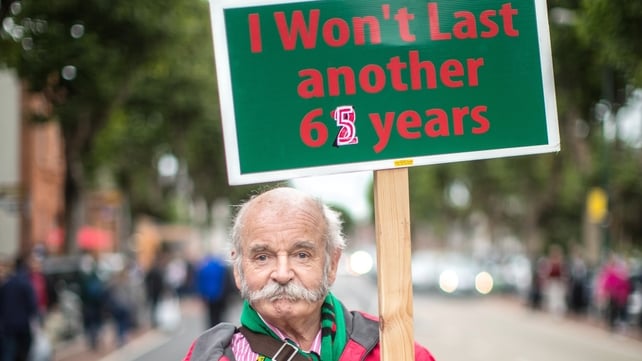 Mayo supporter Liam O'Reilly is at least getting good use out of his sign