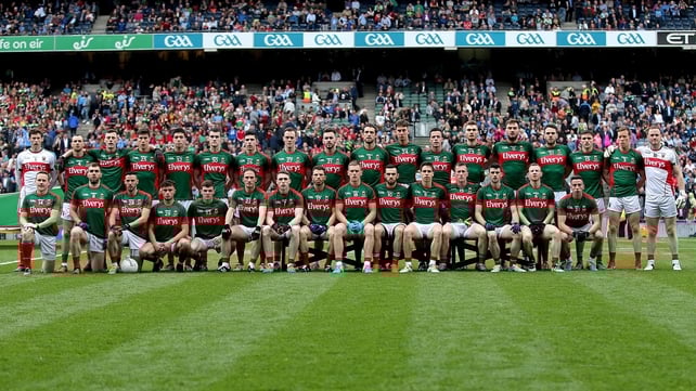 The Mayo squad line up for their pre-match photograph