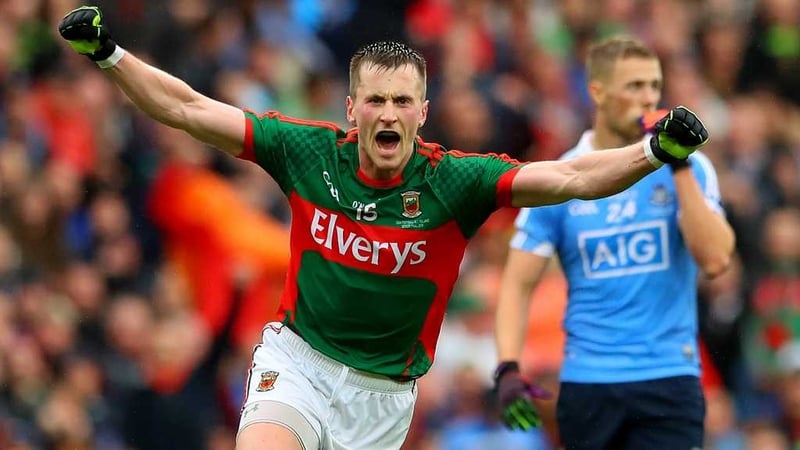 Cillian O'Connor wheels away in celebration after his leveller