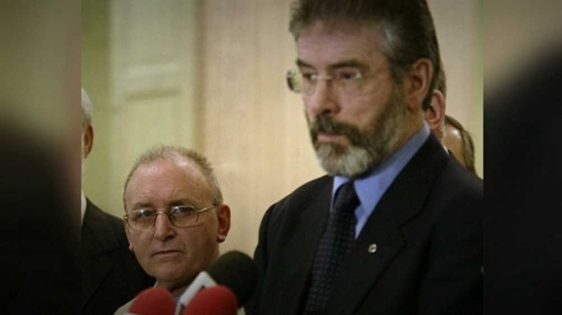 Denis Donaldson (L) was a close colleague of Gerry Adams
