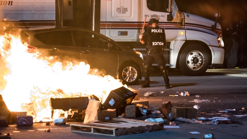 Fires were set during overnight rioting in Charlotte