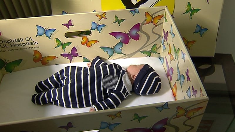 John Óg Cunningham snuggled safely in his Baby Box at UMHL