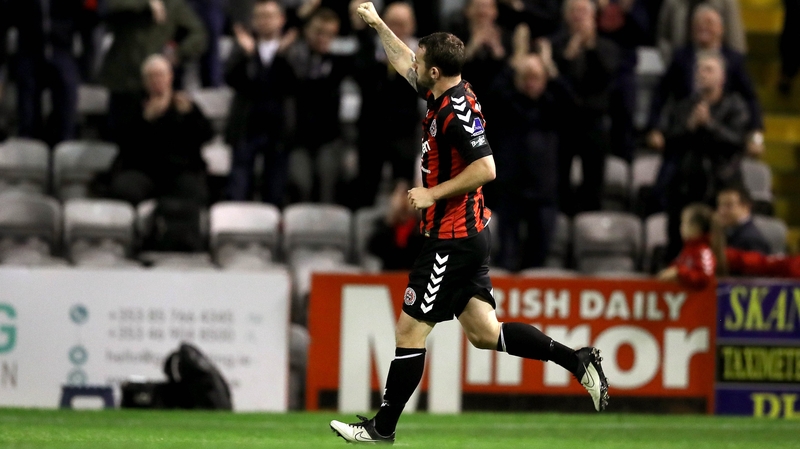 Kurtis Byrne celebrates scoring for Bohs at Dalymount Park