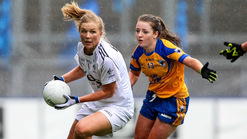 Clare's Ciara Hickey tracks Maria Moolick of Kildare