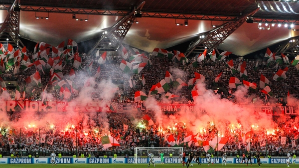 Legia Warsaw fans in full voice at Stadion Wojska Polskiego