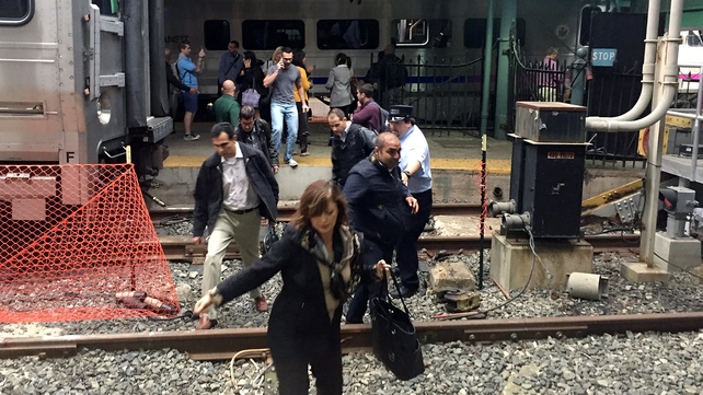 Passengers rush to safety following the crash