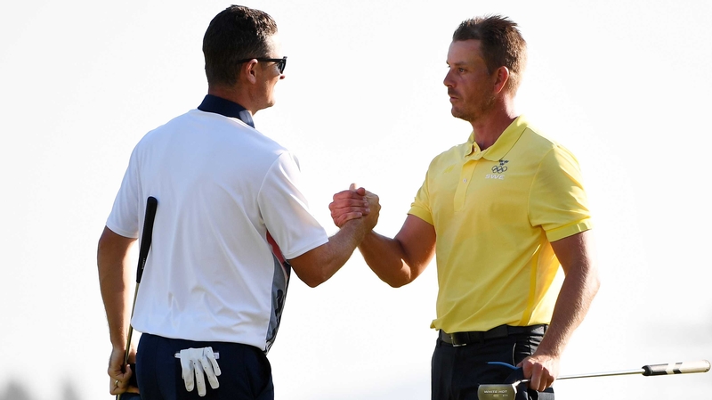 Justin Rose (L) and Henrik Stenson will get the ball rolling for Europe at Hazeltine