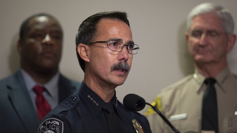 El Cajon Police Chief Jeff Davis addresses a press conference