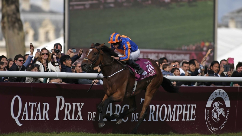 Found, ridden by Ryan Moore, en route to winning the Prix de l'Arc de Triomphe