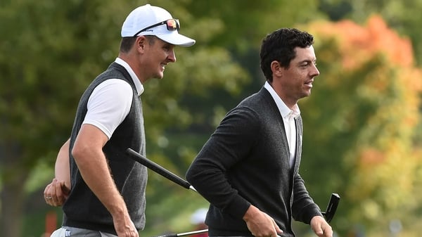 Justin Rose and Rory McIlroy at Hazeltine