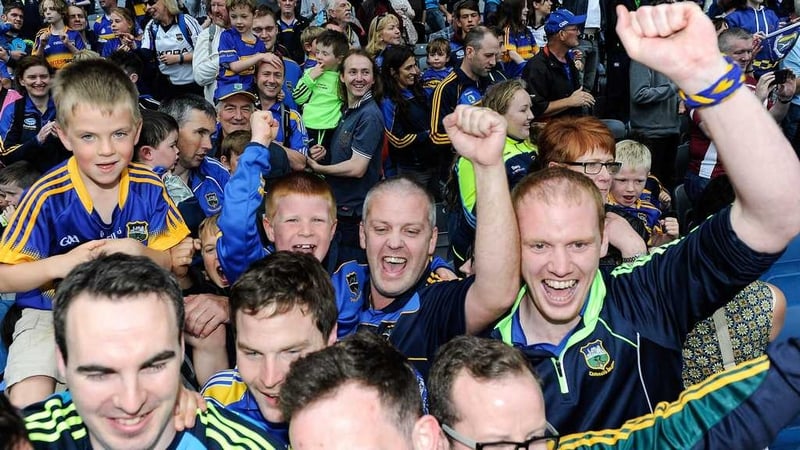 Tipperary fans celebrate the win over Galway in the All-Ireland quarter-final