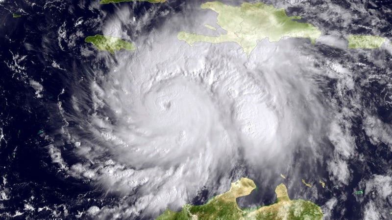 A National Oceanic and Atmospheric Administration handout image shows Hurricane Matthew heading towards Jamacia, Haiti and Cuba