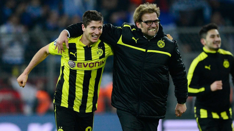 Robert Lewandowski and Jurgen Klopp during their time together at Dortmund
