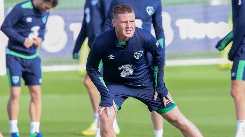 James McCarthy pictured training ahead of the clash with Georgia