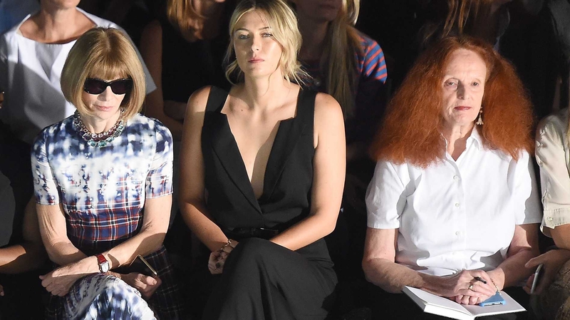 Maria Sharapova (c) pictured at the Vera Wang Collection fashion show during New York Fashion Week last month