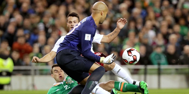 The first half summed up in a picture - Ireland just about getting away with it against Georgia