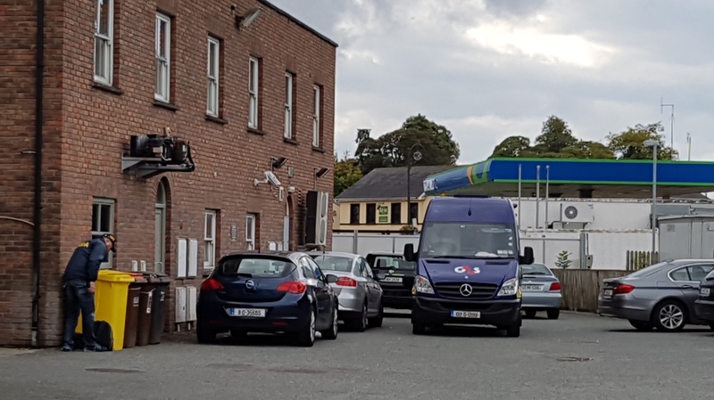 Gardaí at the scene where the cash-in-transit van was targeted by robbers in Dunboyne