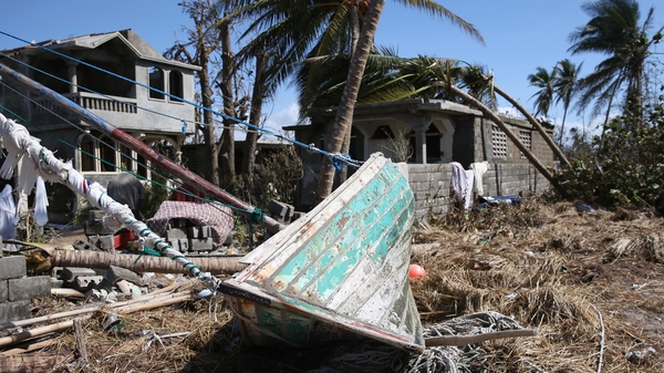 A boat was washed ashore after the passage of Hurricane Matthew in Playa Gelee, Haiti