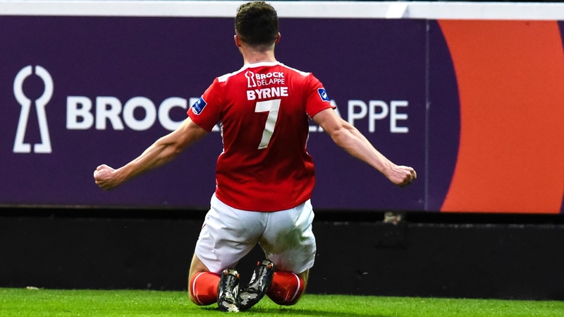 Byrne celebrates scoring again for Pat's