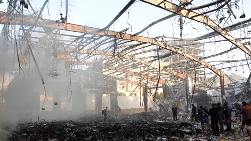 Authorities in the Yemeni capital said the air strike killed at least 82 people