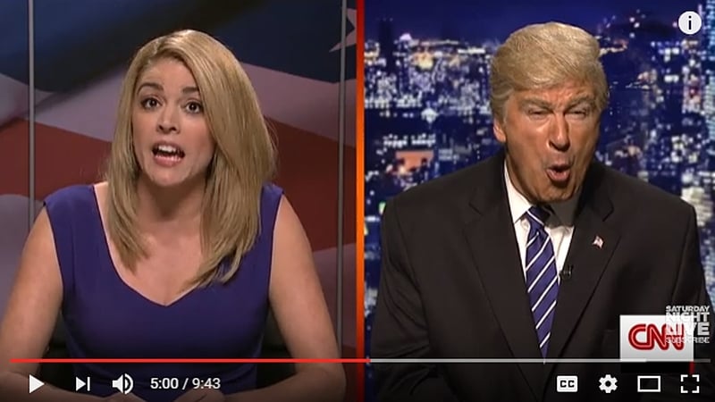 Trump, portrayed by Alec Baldwin, explained that he was "a young, childish 59-year-old man" when he made the comments