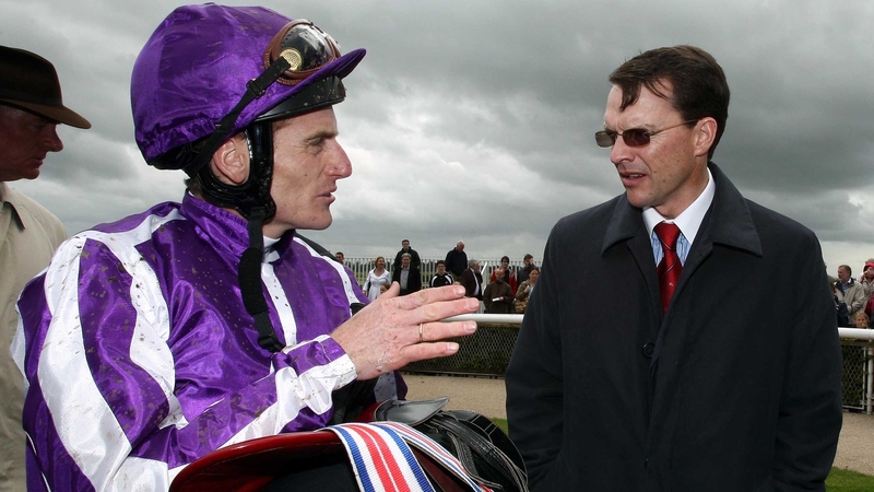 Johnny Murtagh and Aidan O'Brien after winning Phoenix Stakes with Alfred Nobel at the Curragh in 2009