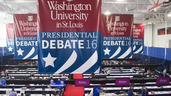 The media centre is seen prior to the second presidential debate between Hillary Clinton and Donald Trump at Washington University in St. Louis