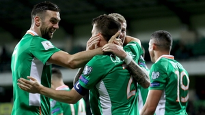 Ireland celebrate James McClean's first goal
