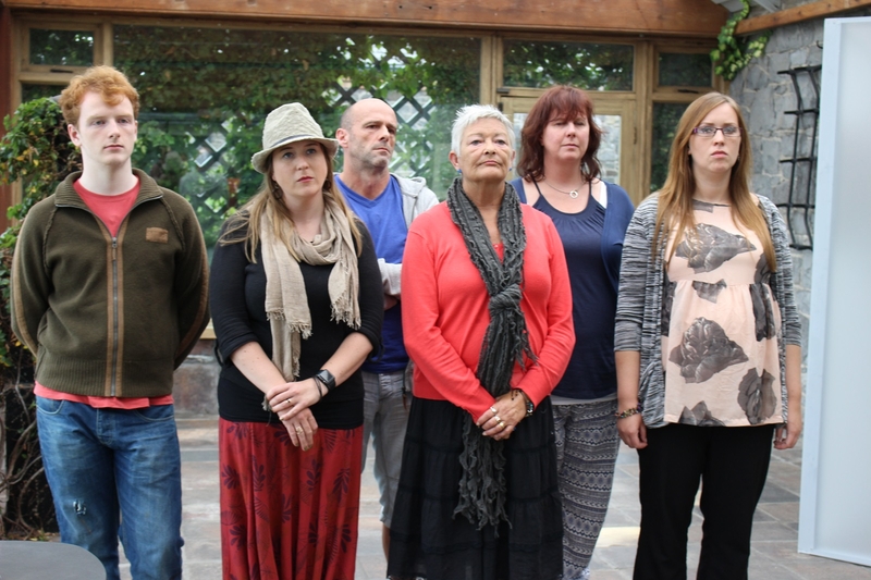 Brushing up: the remaining six painters form a tableaux