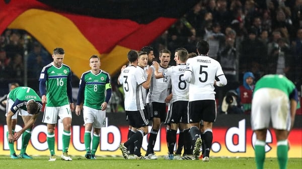 Germany celebrate Julian Draxler's goal