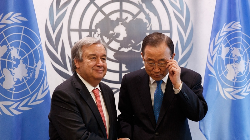 Antonio Guterres (left) has taken over the position from South Korea's Ban Ki-moon