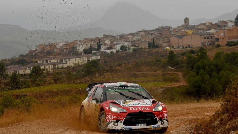 Craig Breen and Scott Martin in their Citroen DS3 in Spain