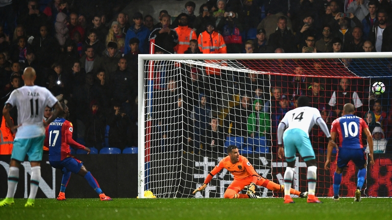 Benteke misses from the penalty spot against West Ham United