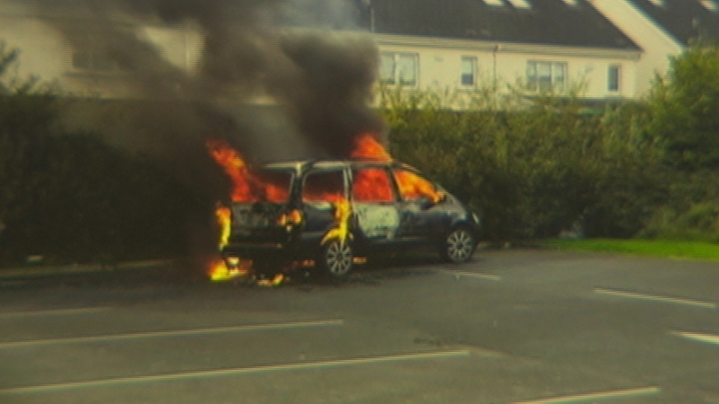 The car used in one of the robberies was found burned-out at the North City Business Park in Finglas