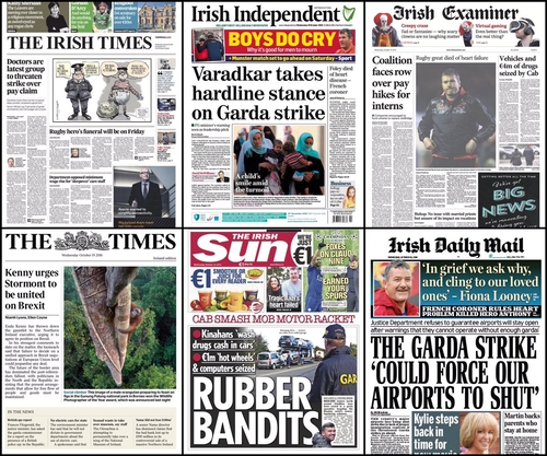 The main story in the Irish Times tells us that industrial action is now "being considered"by the Irish Medical Organisation".