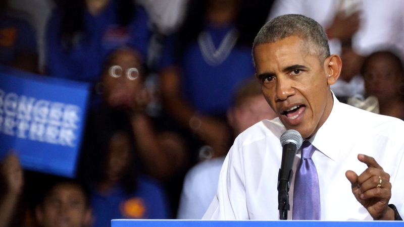 President Barack Obama speaks during a rally to campaign for Hillary Clinton in Flordia