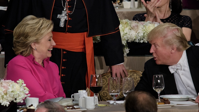 Hillary Clinton and Donald Trump shared the stage at a formal dinner in New York City
