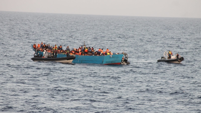 The rescue operation began at 6.30am and all the migrants were taken on board LÉ Samuel Beckett by 2.30pm