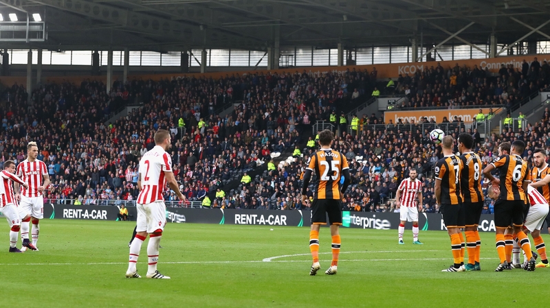David Meyler (7) looks on as Xherdan Shaqiri gets Stoke's second