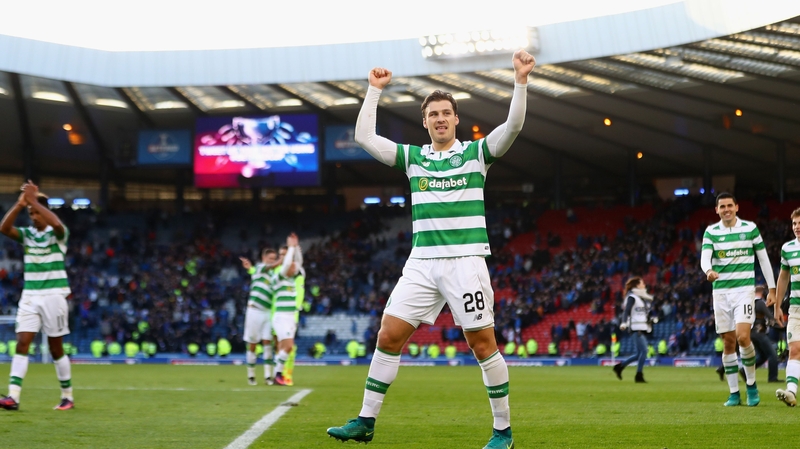 Erik Sviatchenko of Celtic celebrates