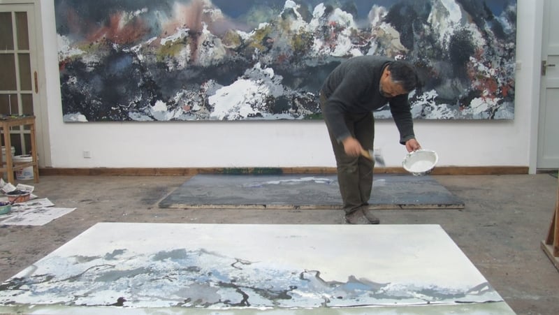 Chinese artist Hong Ling in his studio