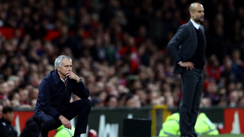 Jose Mourinho and his cross-city rival Pep Guardiola at Old Trafford