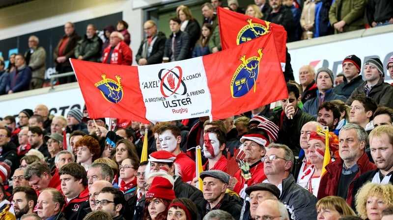 Ulster fans pay tribute to Anthony Foley during the Champions Cup game against Exeter Chiefs