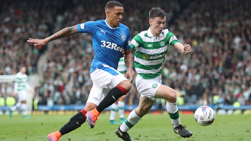 Kieran Tierney in Old Firm action