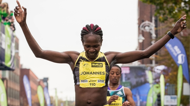 Helalia Johannes from Namibia won the women's race in 2:32:31