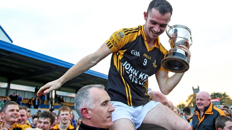 Ballyea’s Stan Lineen celebrating at the end of the game