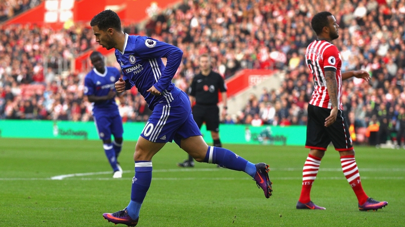 Hazard celebrates his goal against Southampton