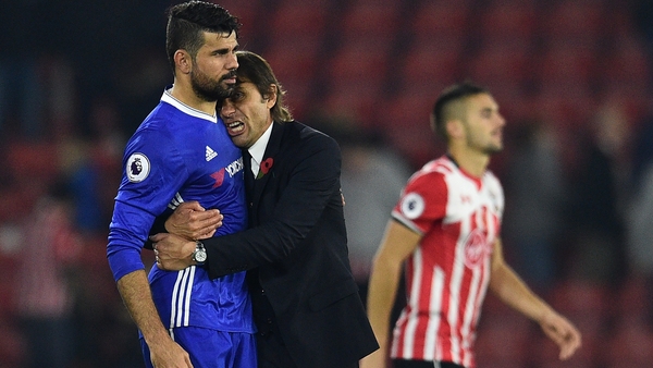 Diego Costa and Antonio Conte in happier times